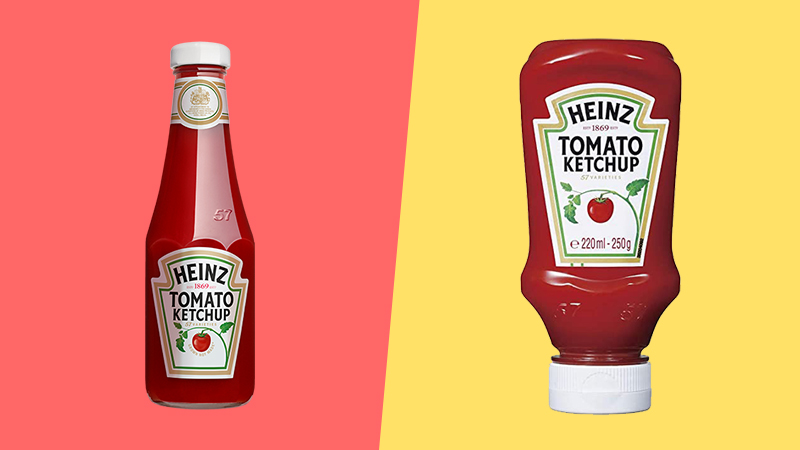 ハインツ社のトマトケチャップ新旧デザイン比較